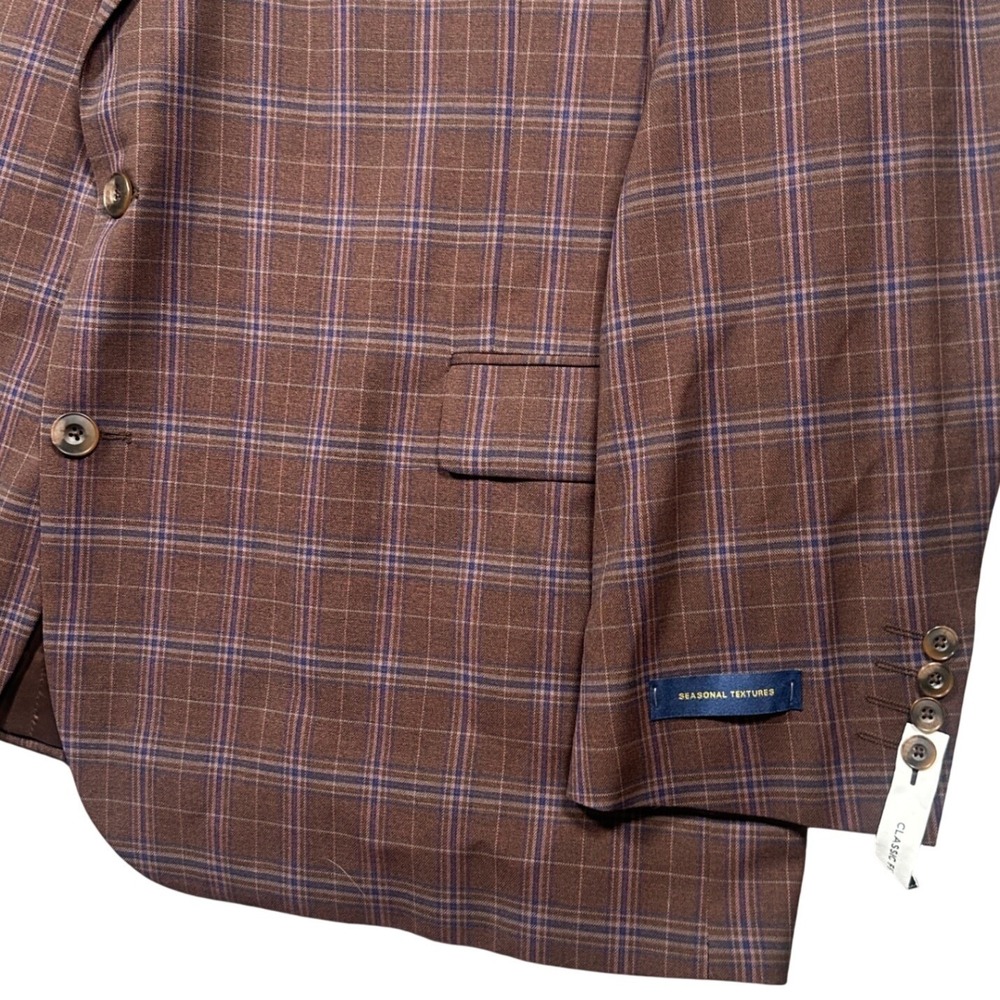 Stafford Sport Coat Mens 54R Rust Plaid New Stretch Classic Fit Blazer NWT - Picture 6 of 8